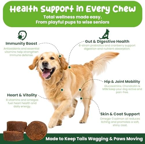Dog Multivitamin Vibin' Tails 24-in-1 Soft Chews All Ages Bacon 120ct