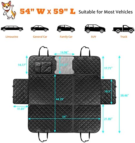 URPOWER 6-in-1 Dog Car Seat Cover - Waterproof Hammock, Mesh Window