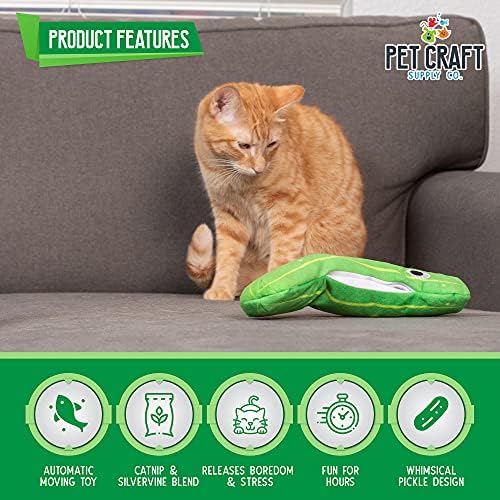 Pet Craft Supply Wiggle Pickle and Shimmy Shark Flipper Flopper Interactive Electric Realistic Flopping Wiggling Moving Fish Potent Catnip and Silvervine Cat Toy, Multi (8727)for All Breed Sizes. | Electric Fish Toy with Realistic Flopping Motion, Fill...