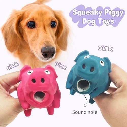 Squeaky Pig Dog Toy that Oinks, Grunting Dog Toy Pig 5.7 inch, Latex Dog Chew Toys for Small & Medium Dogs(2 Pack