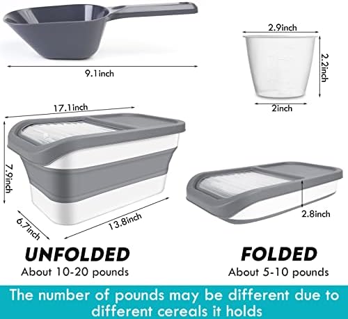 Pet Food Storage Containers, 13 lb, small gray