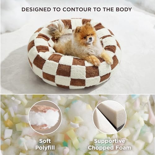 LE SURE Shown on TV Jacquard Donut Cute Small Dog Beds，Brown 23x23x7in