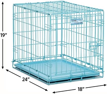 MidWest Homes for Pets Blue Fashion iCrate Starter Kit, 24-inch Dog Crate Bundle for Small Dogs, Includes Cage, Pet Bed, 2 Bowls and Privacy Cover