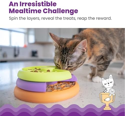 Catstages Kitty Lickin' Layers Interactive Cat Slow Feeder Treat Puzzle Toy, Dry or Wet Food, Mental Stimulation, Foraging Toy with 80+ Compartments (Pack of 12)
