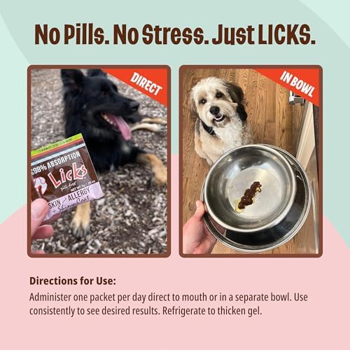 Licks Skin & Allergy Support for Dogs, Omega 3 Fish Oil, 10 Packets