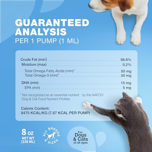 Fish Oil for Dogs & Cats Supplement - Immunity Support - Coat & Skin Health - Dogs, Cats Pet Supplies