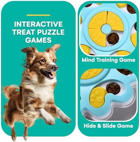 Dog Treat Puzzle Toy - Interactive Treat Puzzle Games for Mind Training & Memory Stimulation - Challenging Pet's Slow Feeder - Smart Treat Feeder, Hide & Slide Entertainment Game for Puppy & Dogs