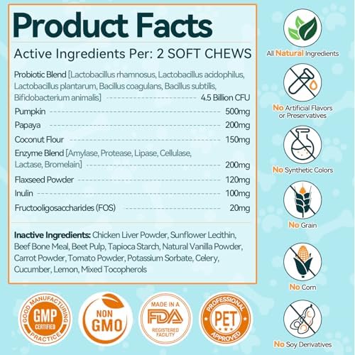 Probiotic & Flea Chews for Dogs - 200 Each - Natural Flea & Tick Prevention with Skin Support + Digestive, Gas & Immune Relief with Pumpkin & Enzymes - Chicken Flavor