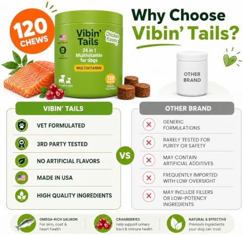 Senior Dog Multivitamin Vibin' Tails - 24-in-1 Soft Chews Chicken 120ct