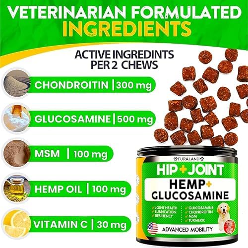 Hemp Hip and Joint Supplement for Dogs - Glucosamine for Dogs - 170 Ct