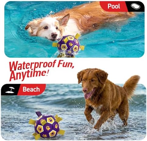 QDAN Dog Balls Toys, Soccer Ball with Straps, Herding Ball Toy, Puppy Toy | 6 Inch Puppy Water Pool Toy, Durable Balls for Dogs for 20-40 lbs Dog, Outdoor Herding Balls for Small Medium Dogs