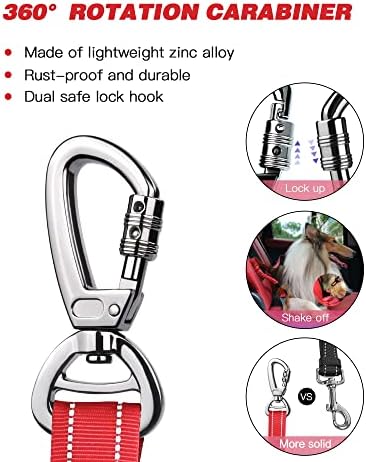 AUBELL Dog Seat Belt for Car - 2-Pack Set, Black+Red
