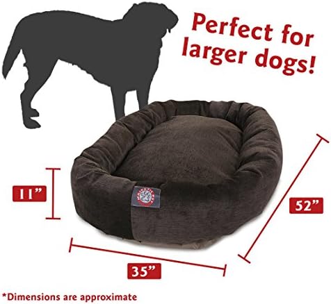 Majestic Pet Villa 52 Inch Shredded Memory Foam Dog Bed for X-Large Sized Dog 52x35x11 Inch–Orthopedic Pet Bed with Removable Washable Cover-Washable X-Large Puppy Mat with Head Support-Storm