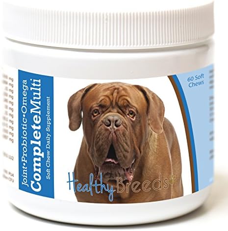 Healthy Breeds Dogue de Bordeaux All in One Multivitamin - Complete with Probiotics, Glucosamine, Chondroitin & Omegas - 60 Soft Chewy Treats