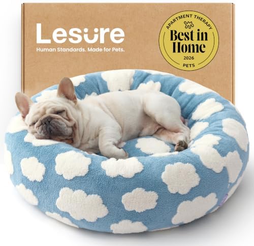 LE SURE Shown on TV Jacquard Donut Dog Beds Medium Sized Dog,Blue 30x30x8in