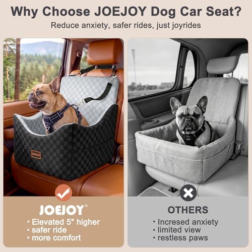 JOEJOY Elevated Dog Car Seat - Grey, up to 35lbs, Memory Foam