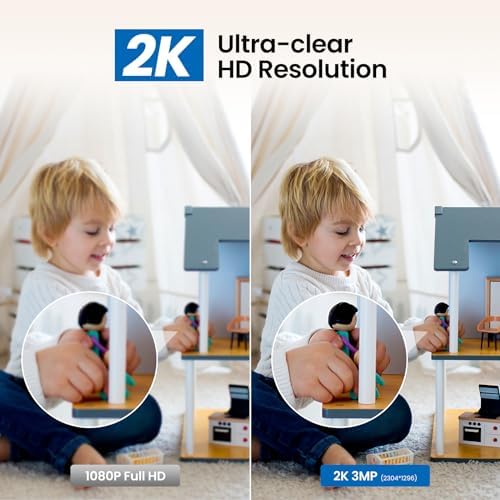Cinnado 2K Indoor Security Camera with Alert for Pet/Cat/Nanny, D1 2Pack