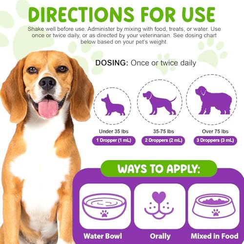Dog Multivitamin Drops, 15 in 1 Multivitamin Liquid - Dog Vitamins with Glucosamine & Cranberry, Supports Joint, Digestion, Skin & Coat Health, Dog Supplement for Dogs of All Ages, Bacon Flavor, 60 ml