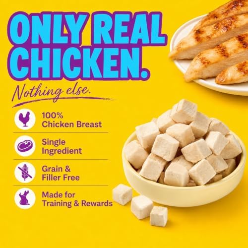 Freeze-Dried Chicken Treats for Dogs & Cats, 2 Pack, 1.1 lb Each, 2.2 lb Total, Single Ingredient Chicken Bites, High Protein Pet Treats for Multi-Pet Homes