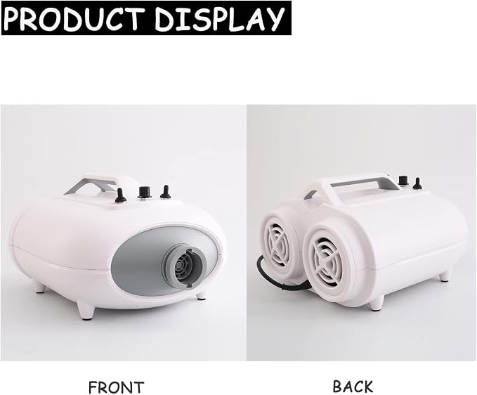 Dog Dryers High Velocity 3200W, 4.3hp, Dog Dryers Grooming Professional Quiet with Dual Motors Home Grooming Business for Small Medium Large Dogs Cats Pets,White