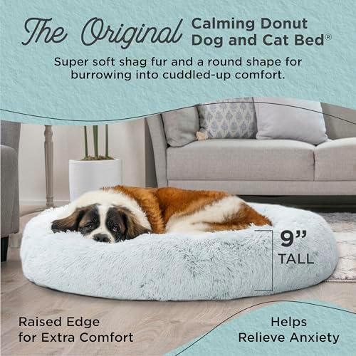 Best Friends by Sheri Original Calming Donut Dog Bed, Frost Gray, XL, 45"