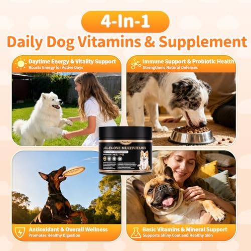 Dog Multivitamin Powder – Energy, Gut & Immune, Chicken 75 Scoops | Dog Vitamins and Supplements, Antioxidants, Skin & Coat for Homemade Food with L-Carnitine, Taurine, Probiotics