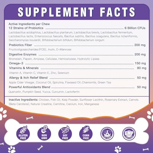 DRFOSTER Probiotics for Dogs, Freeze-Dried Dog Probiotics, 180 Bites