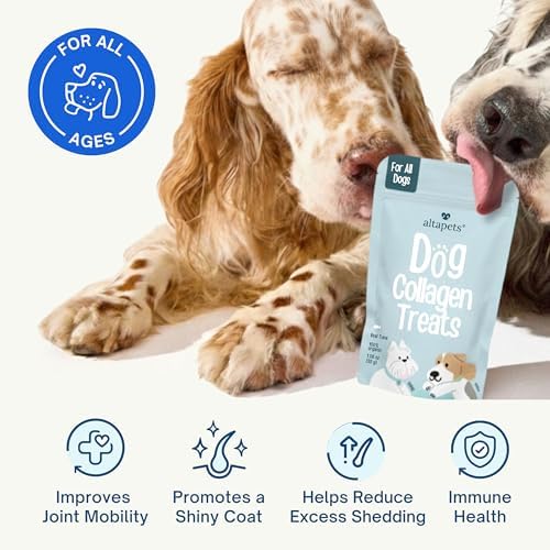 Collagen for Dogs - Joint, Mobility & Dog Pain Relief Anti Inflammatory -– Organic Daily Collagen for Dogs Shedding & Itch Relief - Coat Defense Powder for Dog | All Breeds & Ages - 30 Count