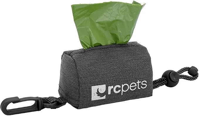 RC Pets P.U.P Bag, Dog Poop Bag Holder with Leash Attachment, Heather Black