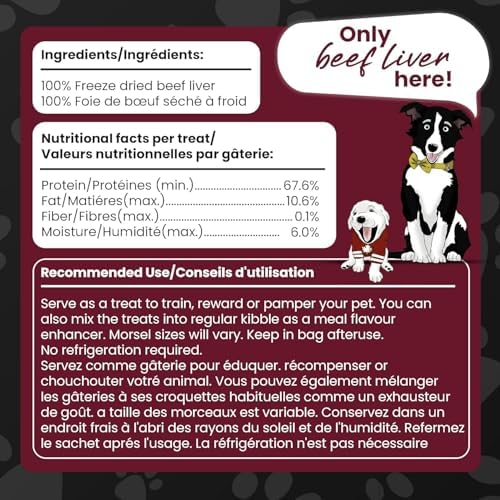 Max & Molly Freeze-Dried Beef Liver Dog Treats – 100% Natural Single Ingredient Training Treats for Dogs & Puppies, No Additives – 500 g (17.64 oz)