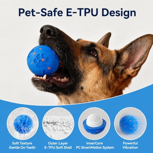 Interactive Dog Ball,Random Path Electric Moving Dogs Toy | Motion-Activated Automatic Rolling Interactive Dog Toy, USB-C Charging, 2 Modes, For Medium/Large Dogs