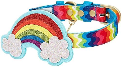 Blueberry Pet Rainbow Ripple Dream Adjustable Dog Collar with Blingy Décor, Neck 9-12.5", for Small Breed