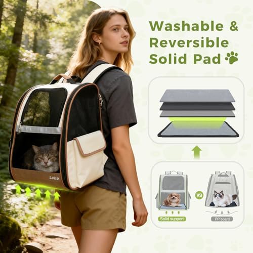 Lekereise Cat & Dog Backpack Carrier, Breathable Mesh, Small/Medium/Large Up to 25 lbs