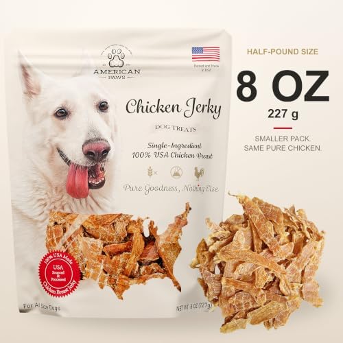 American Paws Chicken Jerky Dog Treats Made in USA All Natural (8 oz)