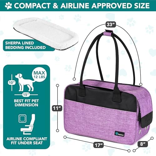 PetAmi Small Dog Purse Carrier with Pockets, Airline Approved, Purple