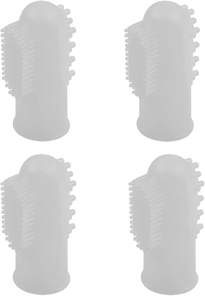4Pcs Cat & Dog Toothbrush Dual-Head Finger Toothbrush | Silicone, Dental Brush, For Puppy & Kitten, Teeth Cleaning