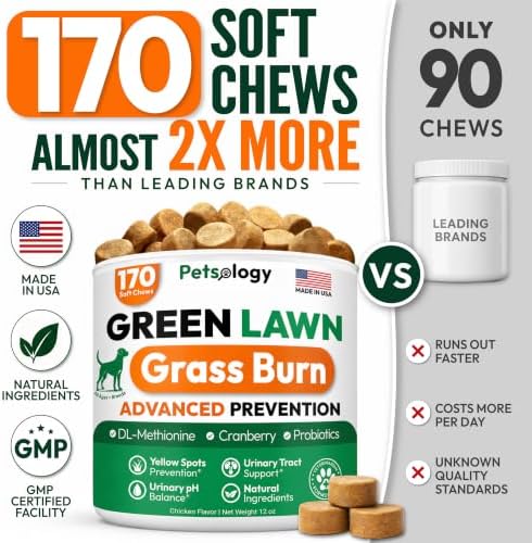 Dog Urine Neutralizer for Lawn - 170 Green Lawn Chews for Dogs - Gut Health