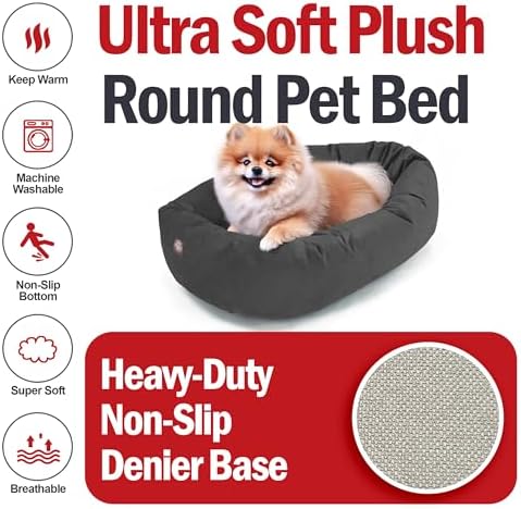 Majestic Pet Suede Calming Dog Bed, 24 Inch Small, Washable, Gray