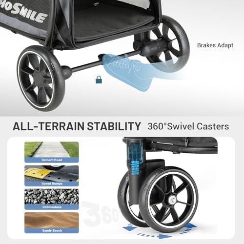 EchoSmile 3-Wheel Pet Stroller - Gray, All-Terrain