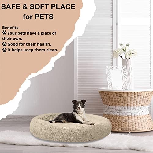 SAVFOX Calming Donut Dog Bed, 54", Beige