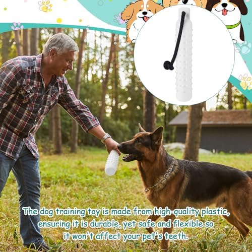 Blueweenly White Dog Bumper Toy Training Dummy, 6 Pcs | Plastic Lightweight Floats on Water, Textured with Rope for Fetch, Pool Outdoor Retrieving, Summer Water Play