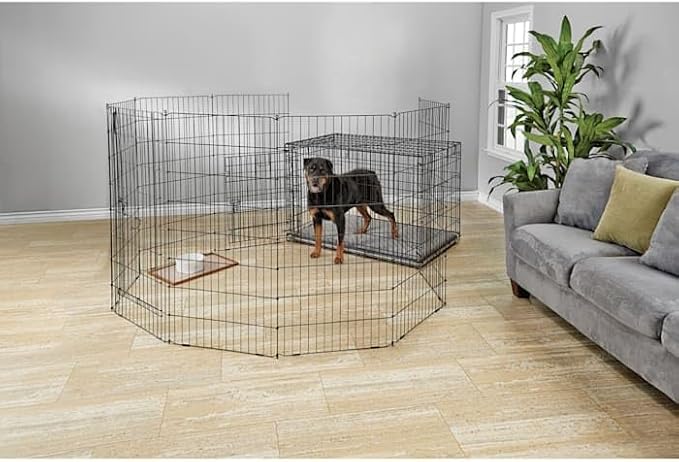 EveryYay by Petco Foldable Indoor/Outdoor Pet Exercise Pen Black: Without Feet 48" H