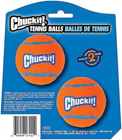 Chuckit! Dog Tennis Ball Dog Toy, Medium 2.5in 2 Pack | Made for Dogs Weighing 0 to 100 Pounds