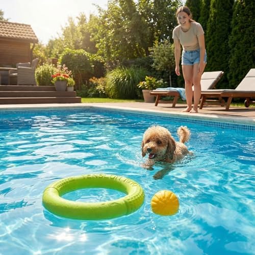 Small Dog Ball with Strap, Floating EVA, Green