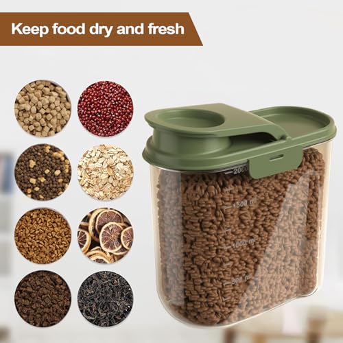Dog Food Storage Container Anti-Moisture Dust-Proof Grain Dispenser, Green