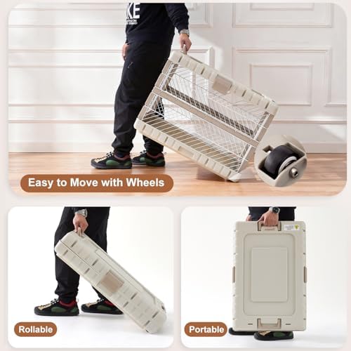 ZOMISIA Collapsible Dog Crate with Bed Mat, 28'' Dog Kennel for Medium Dogs
