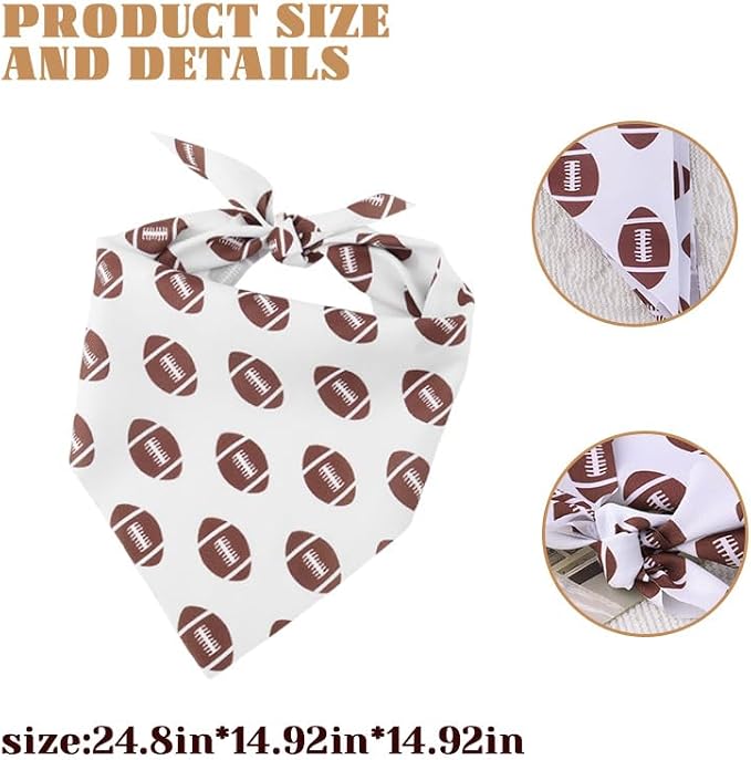 Pet Cat Dog Handkerchief Bandanas Rugby Football Print Bandana for Cats Dogs Birthday Christmas, Small, rugby