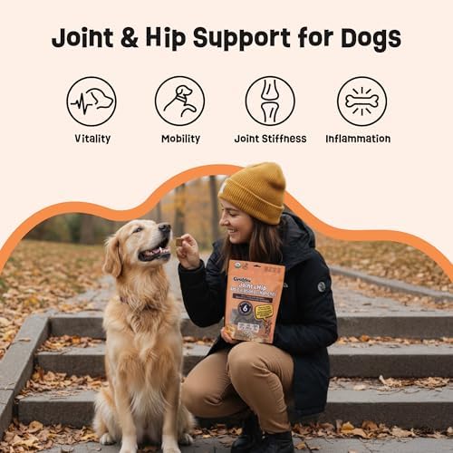 Gruffies Joint & Hip Dog Treats, Peanut Butter Soft Treats with Turmeric, Ginger & Flaxseed, USDA Organic, Non-GMO, Soy-Free, Wheat-Free, Corn-Free, Made in Canada, 6 oz (Pack of 6)