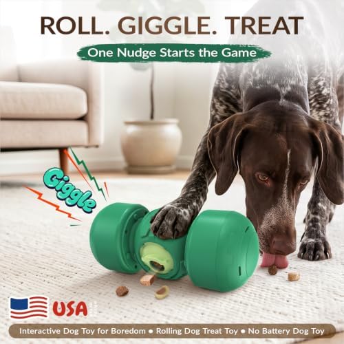 KADTC XL Dog Treat Dispenser Toy, Wobble Giggle Bone for Medium/Large Dogs | Roll-to-feed puzzle feeder: adjustable slow-feeder flow, mental exercise, energy burn, boredom relief, helps lower bloat risk