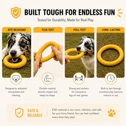 Dog Ring Frisbee Toy EVA Foam Fetch Chew Tug Toy for All Breeds (Purple, Large)